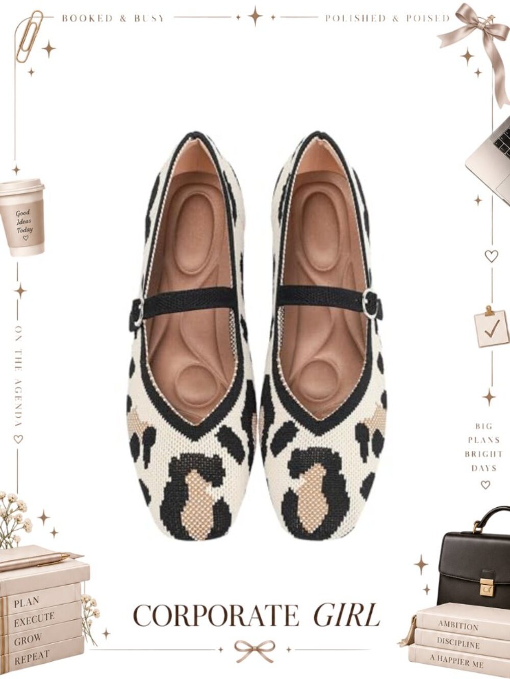 Women's Knit Square Toe Ballet Flats with Ankle Strap, Washable Casual Mary
